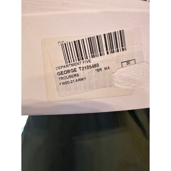 Department Five Mens George Trousers Army Green Slim Fit Size 30 Made In Italy - Picture 7 of 8